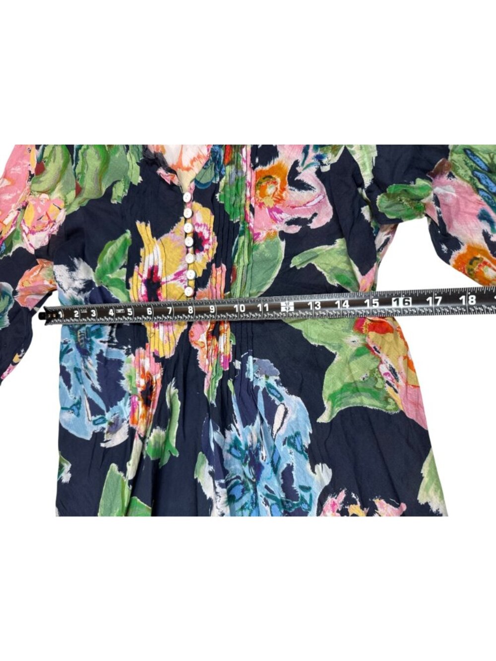 One Season Australia Floral Maxi Dress Cotton Navy L Lightweight (P1087) - Picture 4 of 7